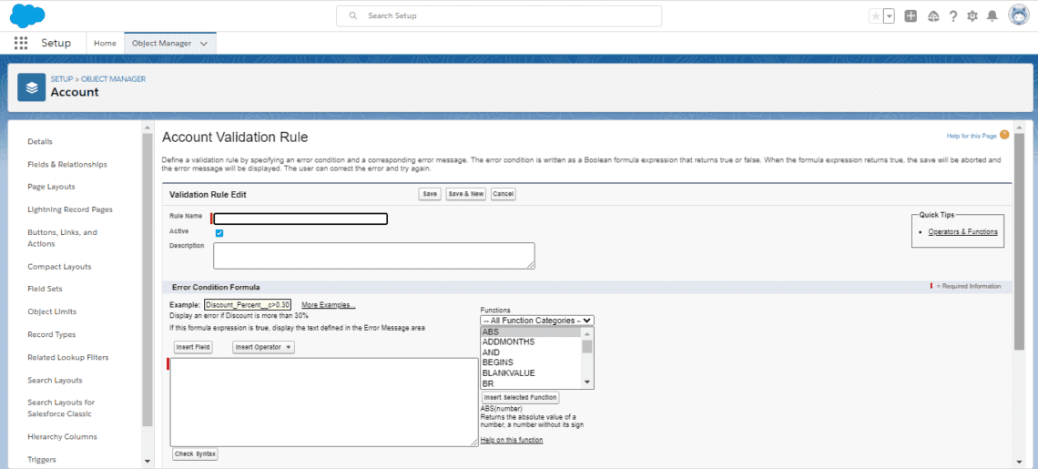 How to create validation rule - Quantoknack Training